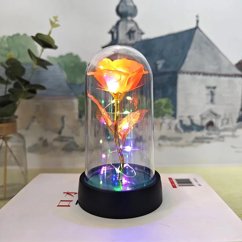 Eternal Rose LED Foil Flower Valentines Day Gift for Girlfriend