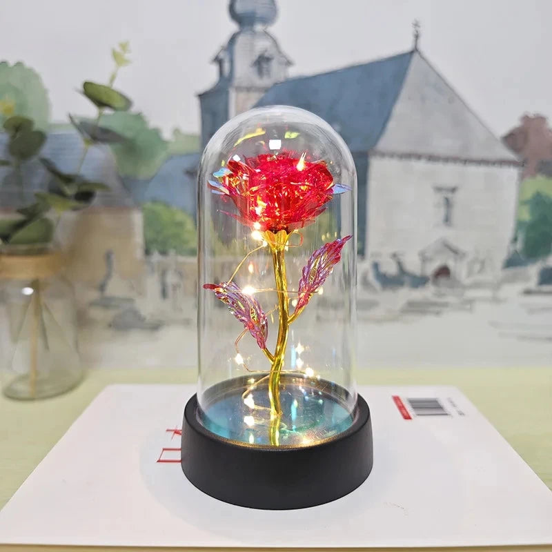 Eternal Rose LED Foil Flower Valentines Day Gift for Girlfriend
