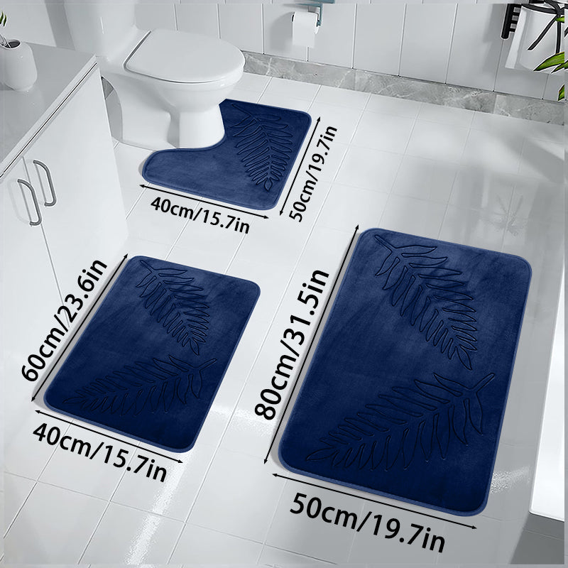 3pcs Set Nonslip Soft Quick Dry Bathroom Soft Rugs