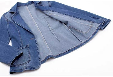Denim Jacket Women's Slim Fit Suit Collar Outerwear