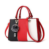 Women Hairball Ornaments Totes Patchwork Handbag Party Purse.