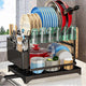 Dish Rack, 2 Tier Utensil Holder, Rustproof Dish Drying Rack