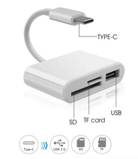 USB C 3 In 1 Hub Converter Type-C Adapter SD Card Reader