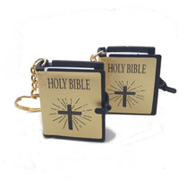 Mini English HOLY BIBLE Key Chains Real Paper Readable