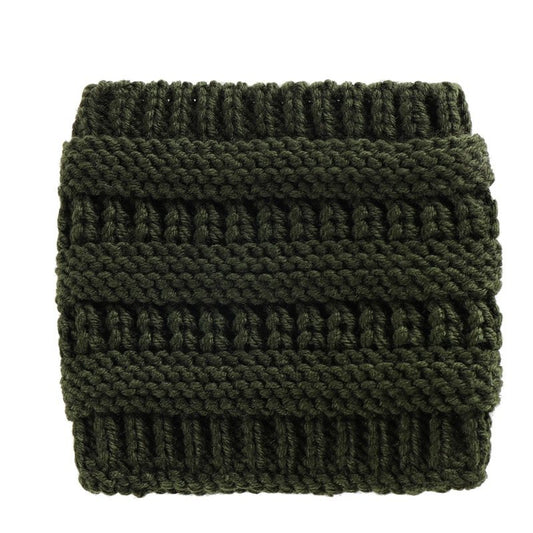 Women Head Wrap Ponytail Beanies Hat Winter Warm Ear Warmer