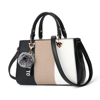 Women Hairball Ornaments Totes Patchwork Handbag Party Purse.