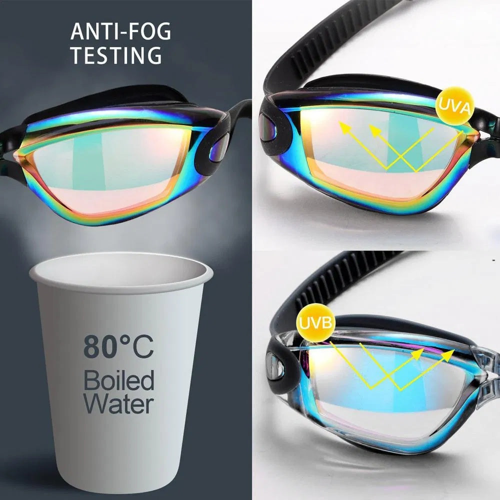 Clear Comfortable Swimming Goggles UV- Anti-Fog Swim Glasses Mirror & Kids