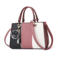 Women Hairball Ornaments Totes Patchwork Handbag Party Purse.