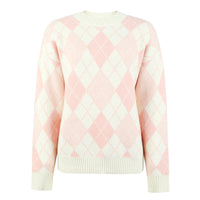Women  Loose Diamond Casual Sweater offers a relaxed fit