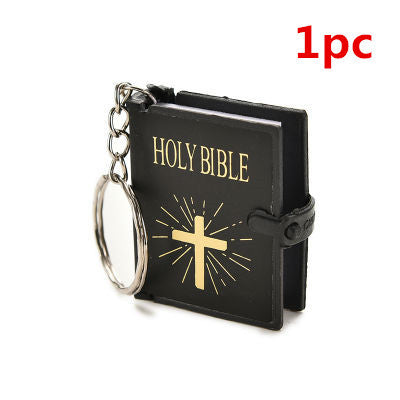 Mini English HOLY BIBLE Key Chains Real Paper Readable