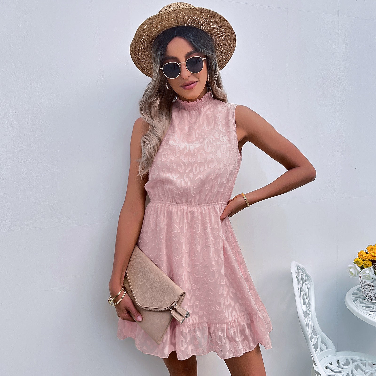 Women's Casual Chiffon Lace Jacquard Dress