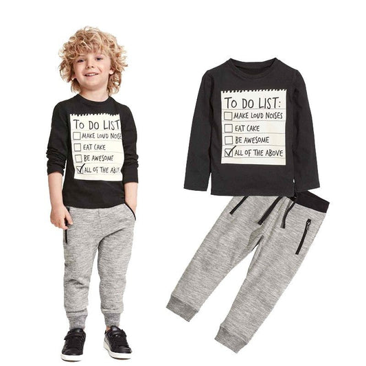 Cotton Long Sleeves T-shirt Pants 2 pcs Suit For 3-7 Years
