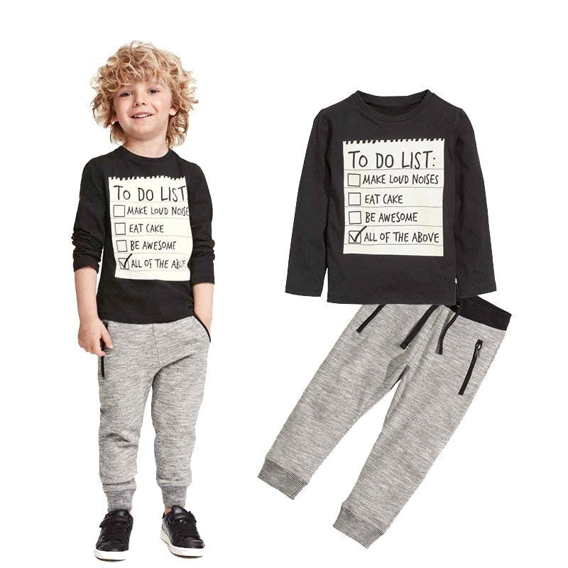 Cotton Long Sleeves T-shirt Pants 2 pcs Suit For 3-7 Years