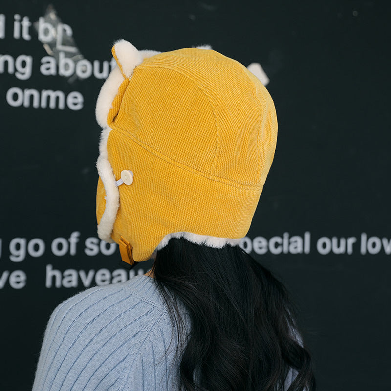 Simple Anti-fog Girl Bomber Hats Caps Wome