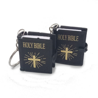 Mini English HOLY BIBLE Key Chains Real Paper Readable