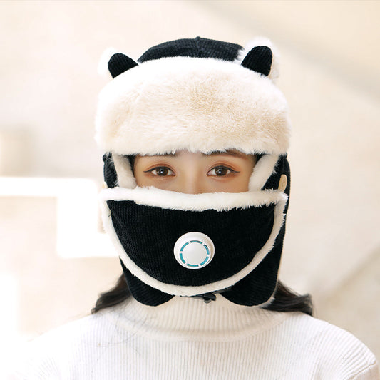 Simple Anti-fog Girl Bomber Hats Caps Wome