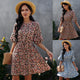 European And American Women's Half Sleeve Floral Chiffon Dress