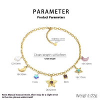 Star Moon Colour Artificial Glass Pearl Stainless Steel Necklace