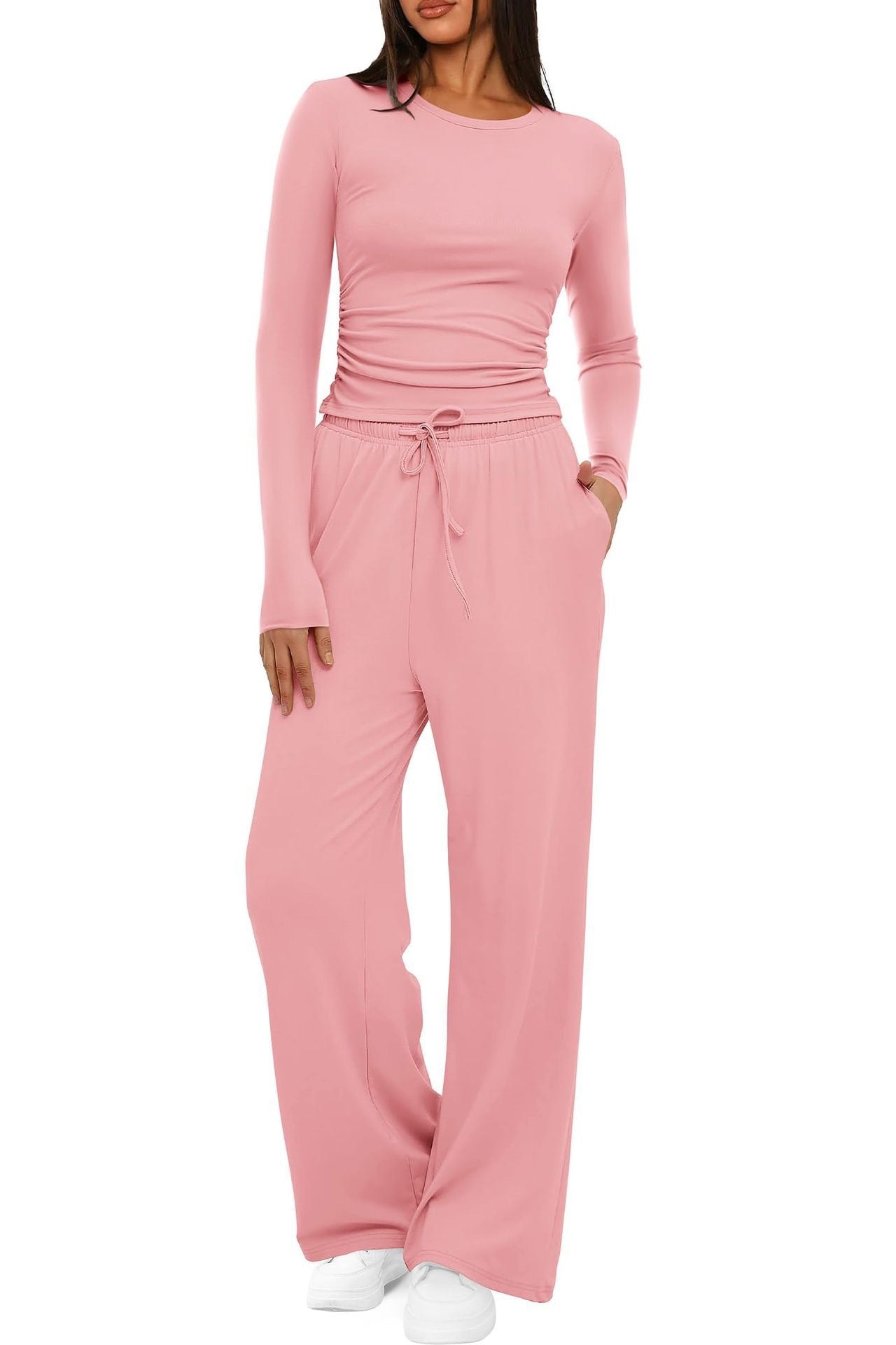 2 Pieces Women's Suit Autumn Winte Long Sleeve Tops High Waisted