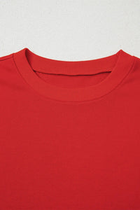 Fiery Red Varsity Striped Detail Drop Shoulder Oversized Sweatshirt