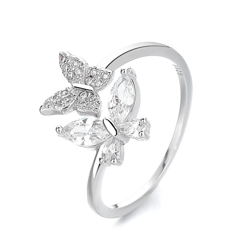925 Sterling Silver Butterfly Ring For Women Niche Design Index Finger