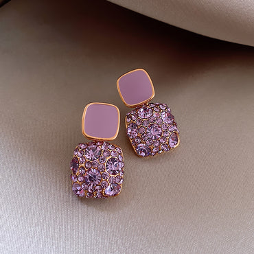 Rhinestone Cube Earrings Ins Fashion Temperament Geometric Earrings AMI Cart