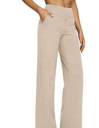 Women's Casual Loose Pocket Knitted Straight High Waist Yoga Pants