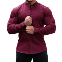Long Sleeve Shirt Men Casual Button Down Slim Tops
