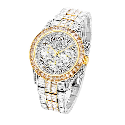 Three Eyes Rainbow Diamond Daikin Watch Full Square Diamond