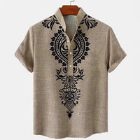 Men's Shirt Digital 3D Printing Linen Short Sleeve