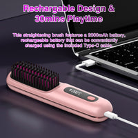 S7 Portable Cordless Hair Straightening Brush With LED Display