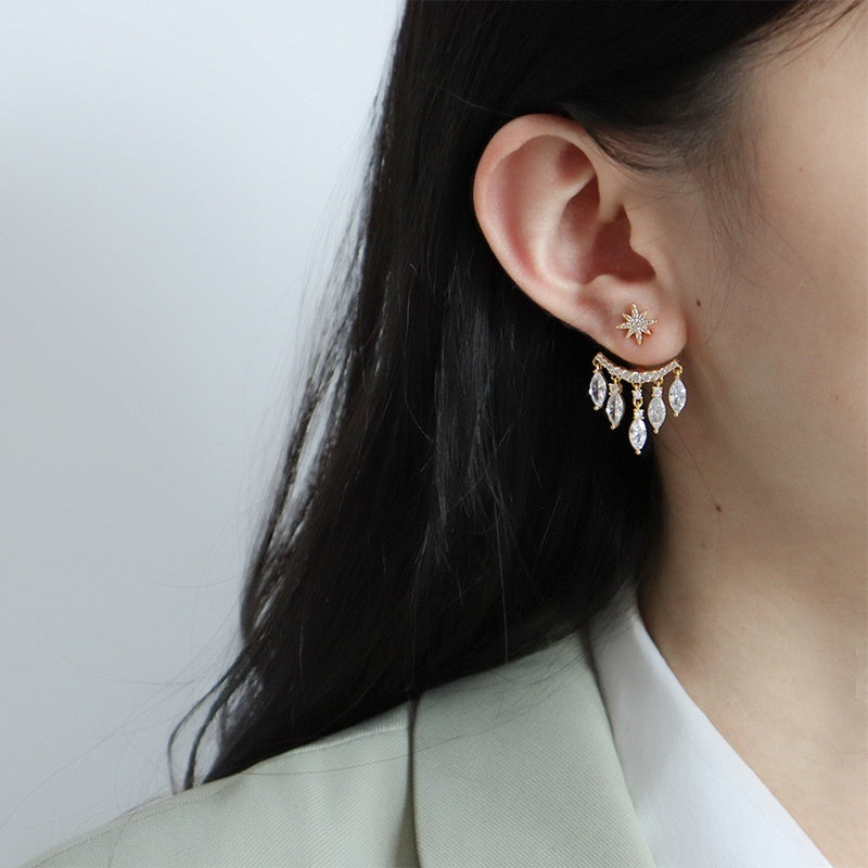 Awn Star Zircon Earrings Fashion Pendant Stud Earrings
