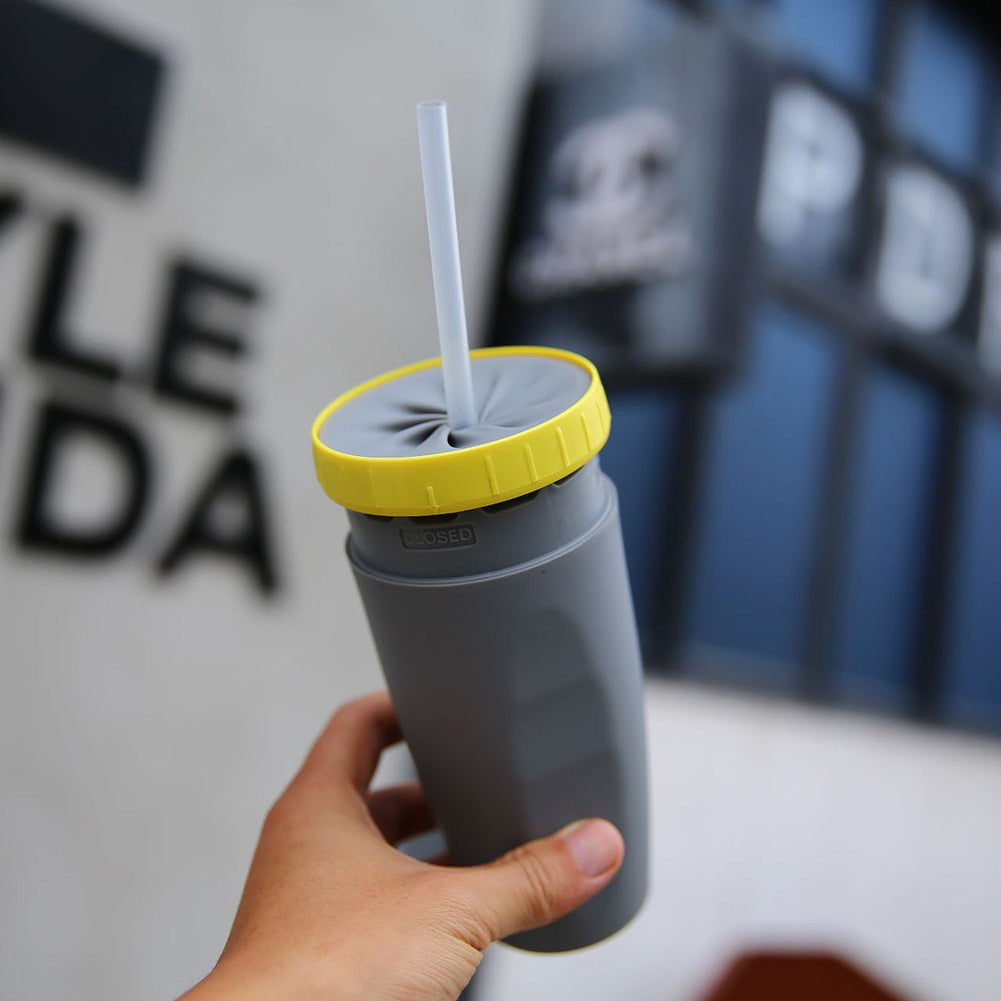Double Insulation Tumbler Straw Sippy Water Bottles Portable