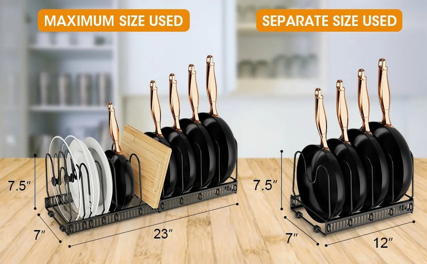 Expandable Pot Lid Organizer, Pots And Pans Lid Rack,