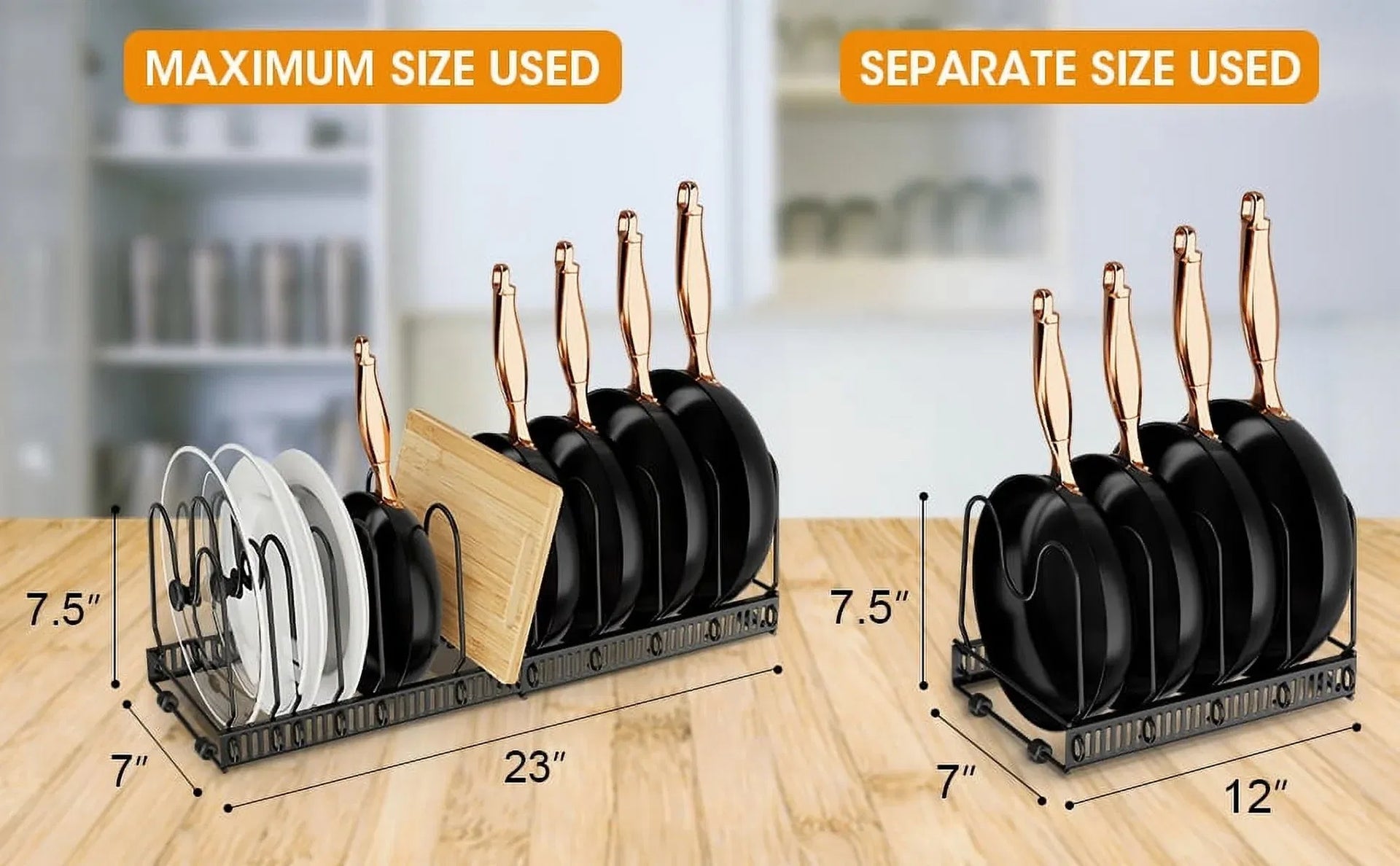 Expandable Pot Lid Organizer, Pots And Pans Lid Rack,