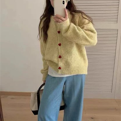 Round Neck All-matching Design Love Girl Buckle