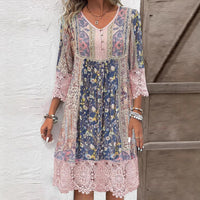 Spring And Summer Retro Printed Lace Women's Clothing Dress