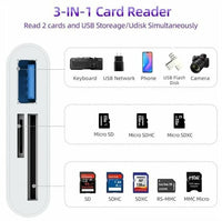 USB C 3 In 1 Hub Converter Type-C Adapter SD Card Reader