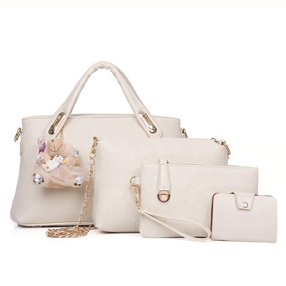 Women 4Pcs Top Handle Satchel Hobo PU Leather Handbag