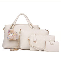 Women 4Pcs Top Handle Satchel Hobo PU Leather Handbag