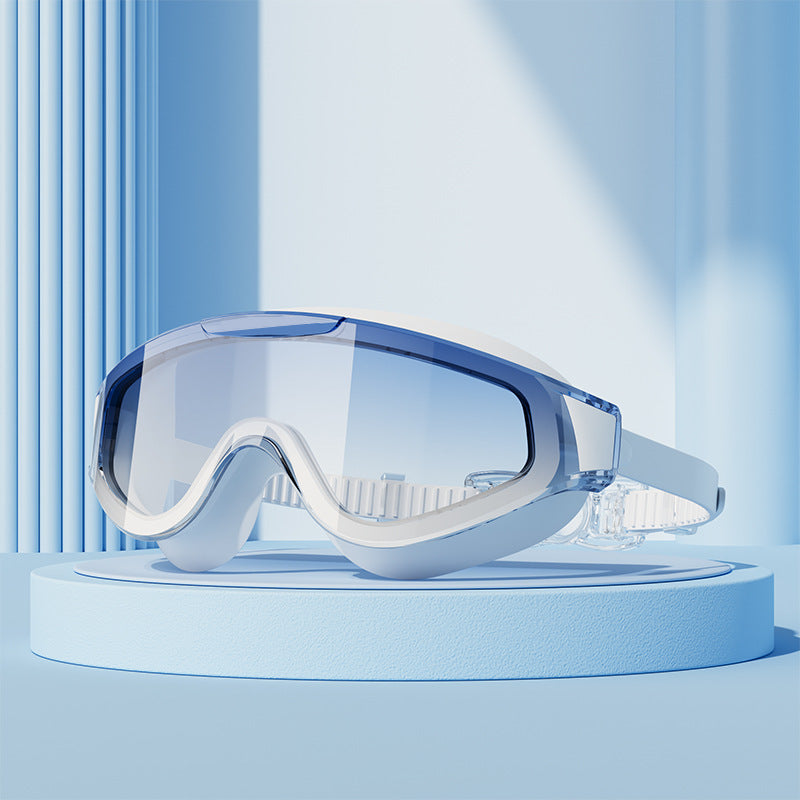 Large Frame Swimming Goggles Gradient Electroplating Silicone