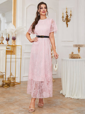 Lace Elegant Women's Dress Including Belt