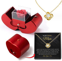 Red Apple Jewelry Box with Eternal Rose and Necklace
