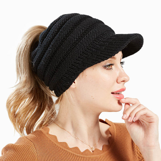 Women Ponytail Beanies Autumn Winter Hats Female