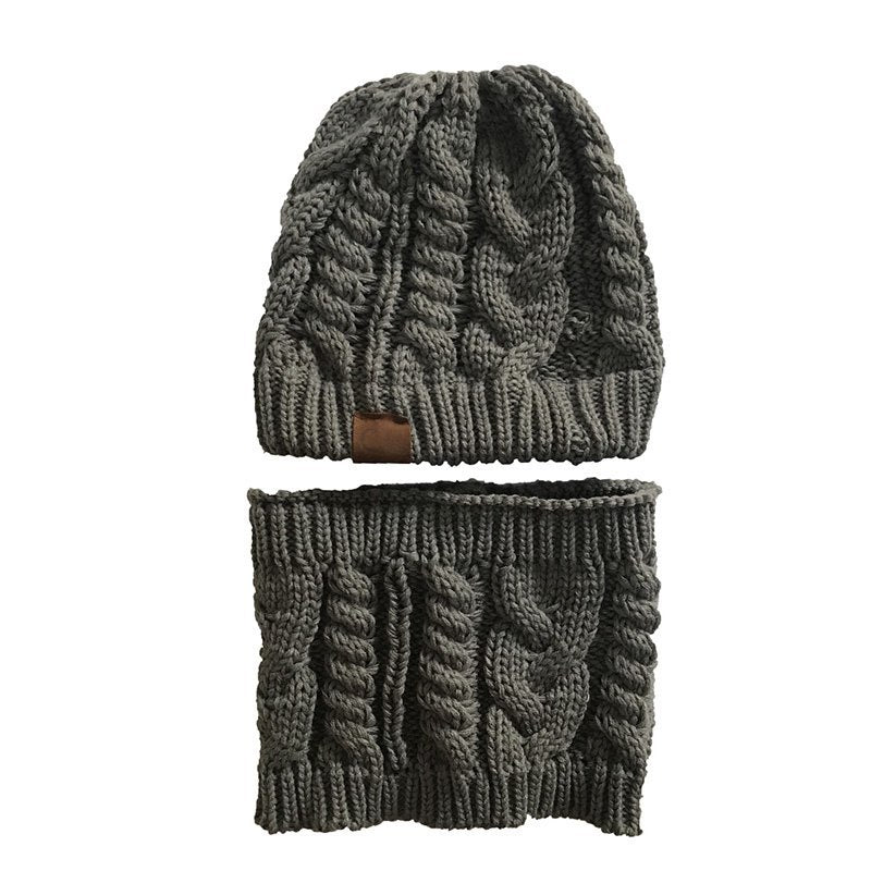 Autumn Winter Women's Hat Caps Knitted Warm ring Scarf