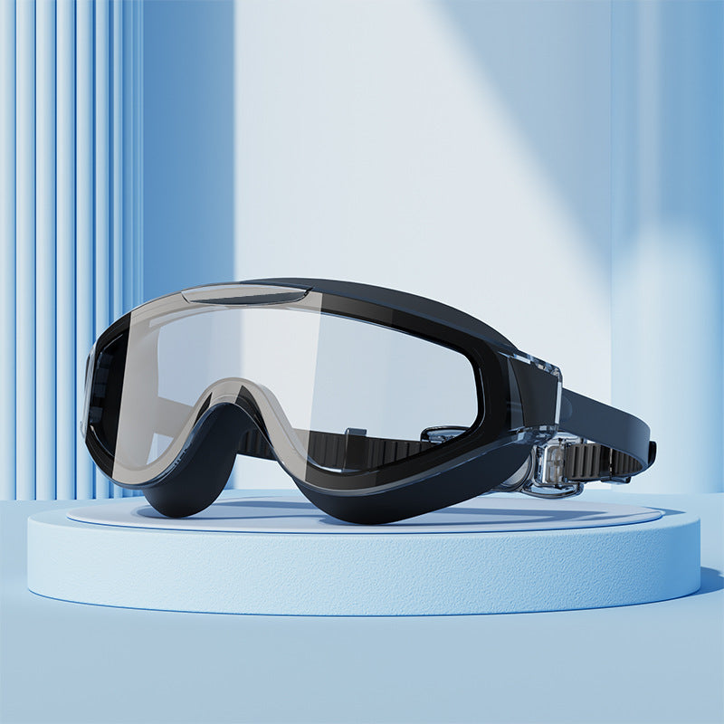 Large Frame Swimming Goggles Gradient Electroplating Silicone