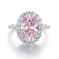 925 Sterling Silver Pink Diamond Egg-shaped Closed Wedding Ring