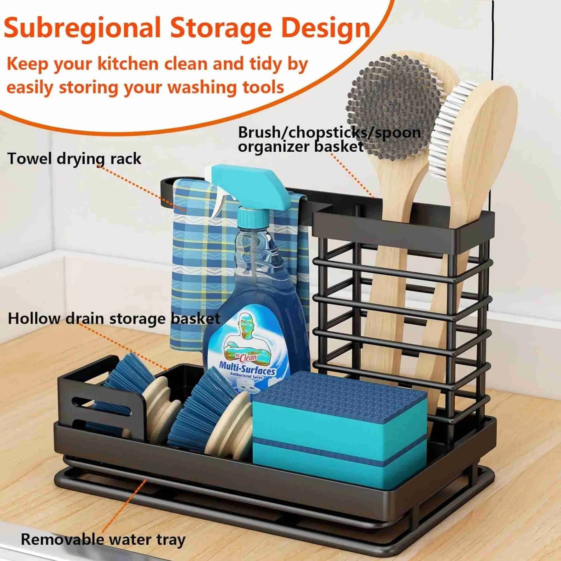 Kitchen Caddy Sink Organiser, Stainless Steel