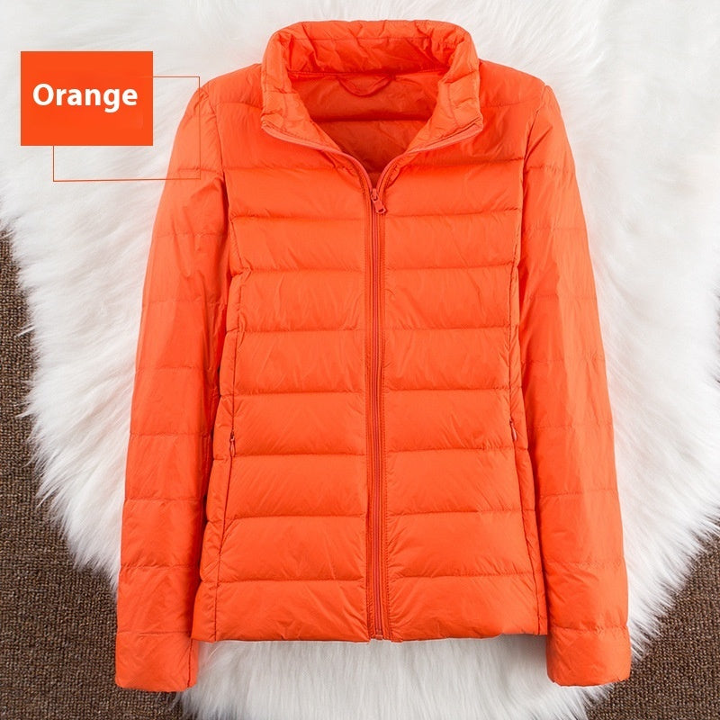 Stand-up Collar Down Short Lightweight And Extra Thick Slim Jacket