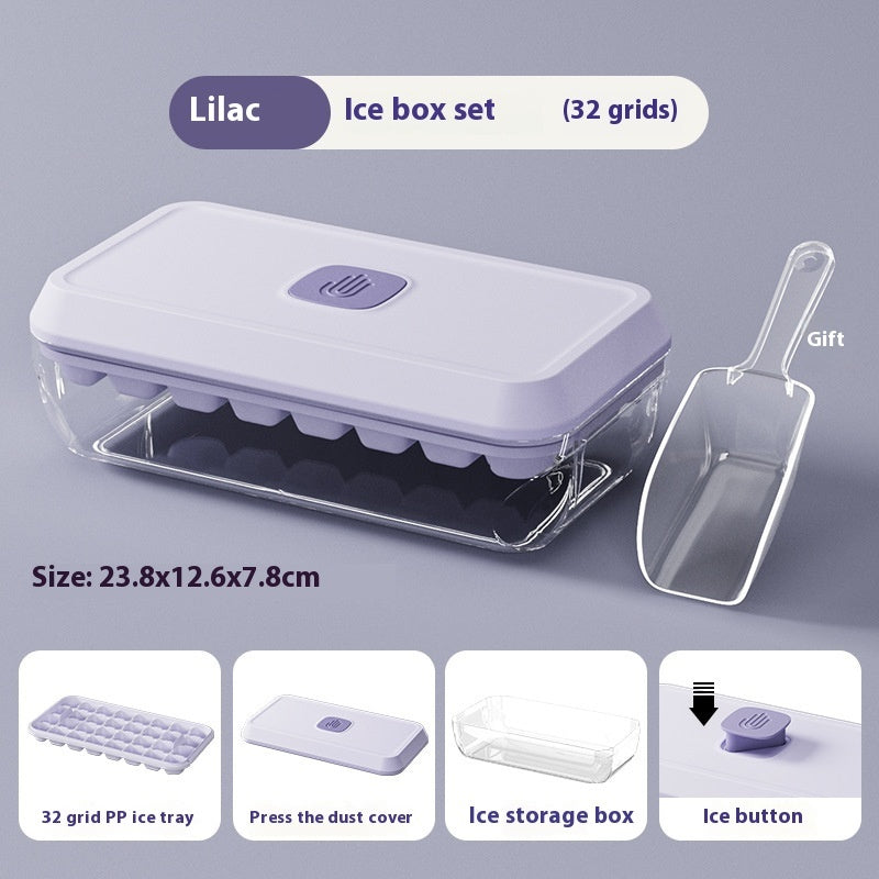 32 Grid Silicone Ice Cube Tray Mould With Lid